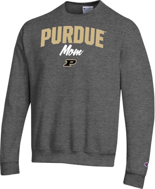 Purdue Champion Granite Heather Fleece Crew Purdue Mom Script - ONLINE ONLY