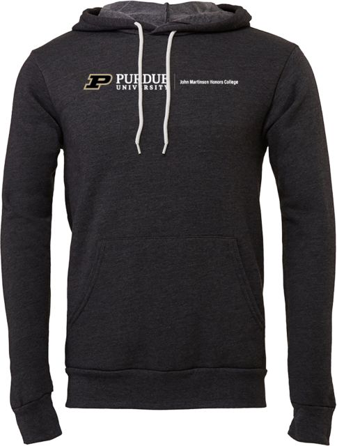Purdue Bella + Canvas Heather Fleece Hood Purdue - John Martinson Honors College Horizontal - ONLINE ONLY