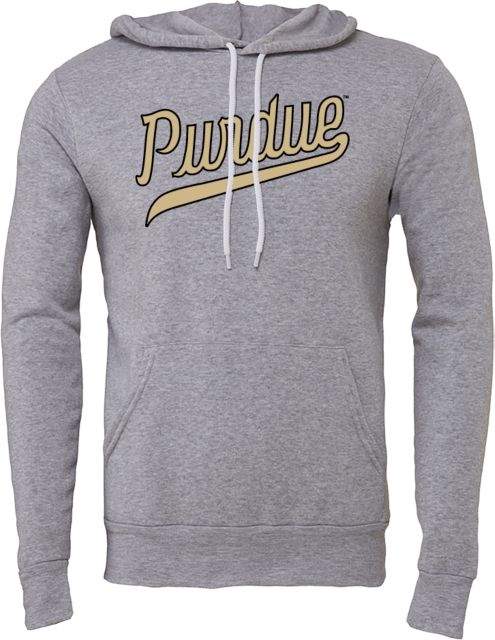 Purdue Bella + Canvas Fleece Hood Throwback Purdue Script - ONLINE ONLY