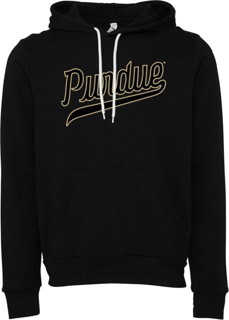 Purdue Bella + Canvas Fleece Hood Throwback Purdue Script - ONLINE ONLY