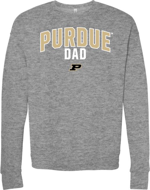 Purdue Bella + Canvas Fleece Crew Arched Purdue Dad