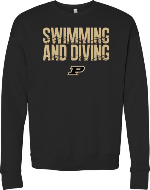 Purdue Bella + Canvas Fleece Crew Purdue Swimming and Diving - Plate Graphic