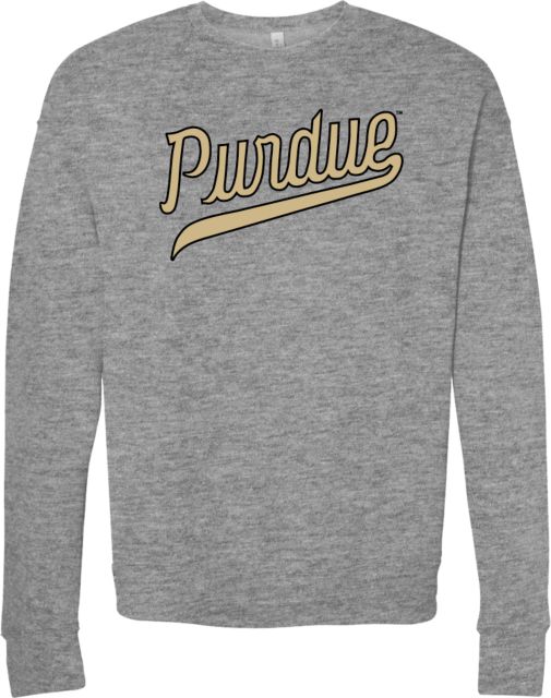 Purdue Bella + Canvas Fleece Crew Throwback Purdue Script - ONLINE ONLY