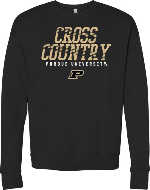 Purdue Bella + Canvas Fleece Crew Purdue Cross Country Rays Graphic