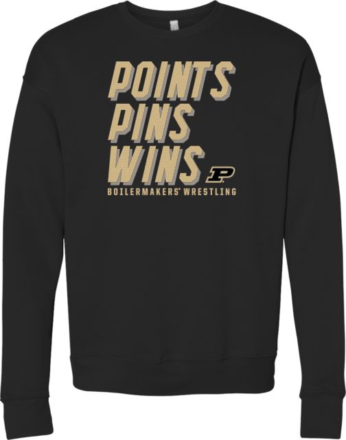 Purdue Bella + Canvas Fleece Crew Point Pins and Wins Purdue Wrestling