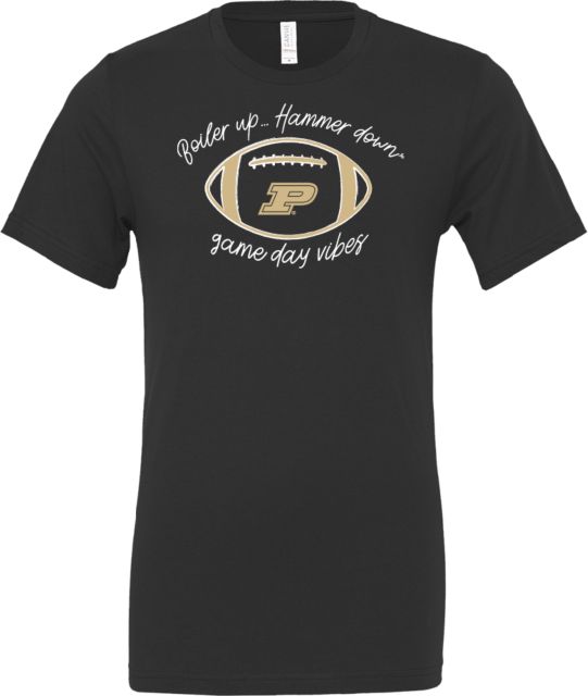 Purdue Bella + Canvas Jersey Cotton T Shirt Game Day Vibes - Boilerup Hammer Down Script