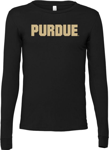 Purdue Bella + Canvas Jersey Cotton Long Sleeve T Shirt Purdue Athletic Wordmark