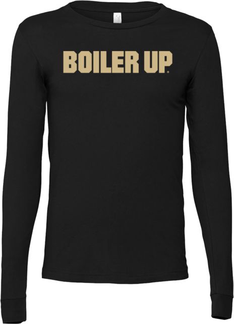 Purdue Bella + Canvas Jersey Cotton Long Sleeve T Shirt Boiler Up Athletic Wordmark