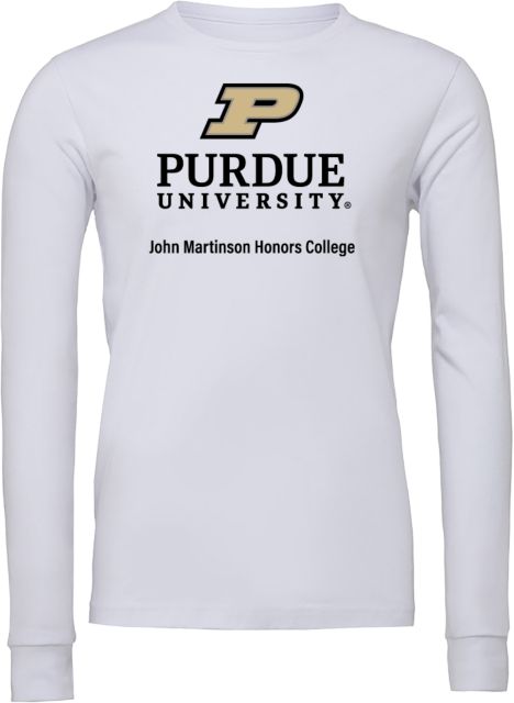 Purdue Bella + Canvas Jersey Cotton Long Sleeve T Shirt Purdue - John Martinson Honors College Vertical - ONLINE ONLY