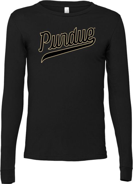 Purdue Bella + Canvas Jersey Cotton Long Sleeve T Shirt Throwback Purdue Script - ONLINE ONLY