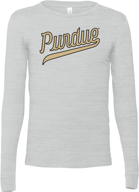 Purdue Bella + Canvas Jersey Cotton Long Sleeve T Shirt Throwback Purdue Script - ONLINE ONLY