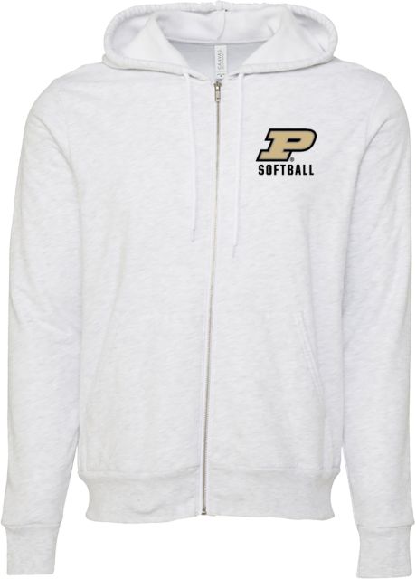 Purdue Bella + Canvas Ash Full Zip Hood Purdue P - Softball