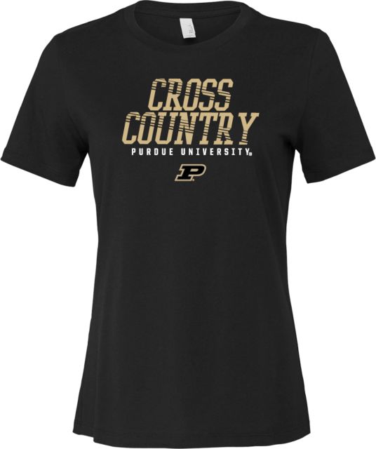Purdue Bella + Canvas Womens Relaxed Cotton T Shirt Purdue Cross Country Rays Graphic