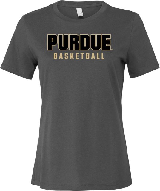Purdue Bella + Canvas Womens Asphalt Relaxed Cotton T Shirt Purdue Basketball