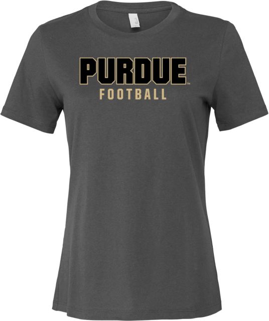 Purdue Bella + Canvas Womens Asphalt Relaxed Cotton T Shirt Purdue Football