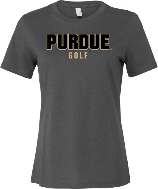 Purdue Bella + Canvas Womens Asphalt Relaxed Cotton T Shirt Purdue Golf