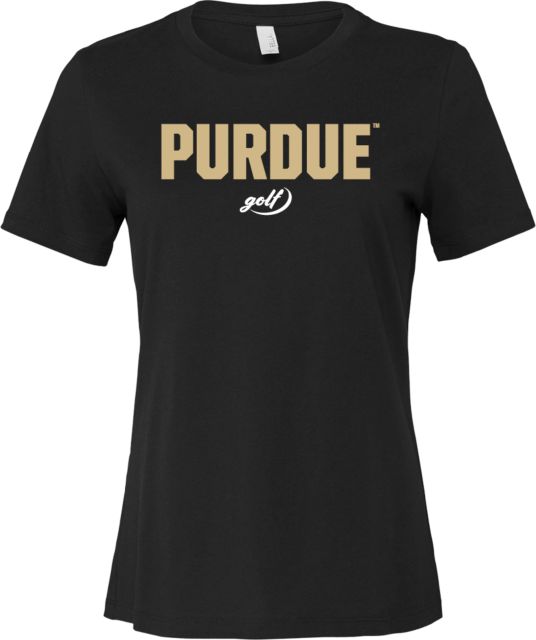 Purdue Bella + Canvas Womens Relaxed Cotton T Shirt Purdue Golf Script