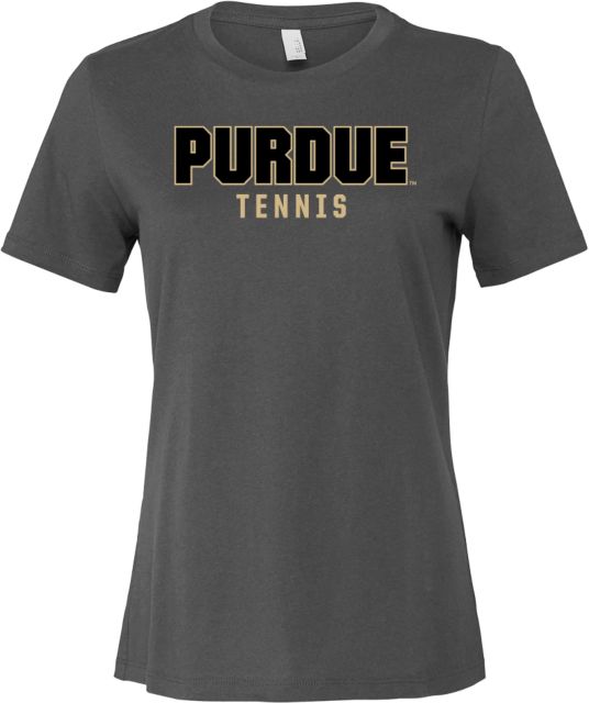 Purdue Bella + Canvas Womens Asphalt Relaxed Cotton T Shirt Purdue Tennis