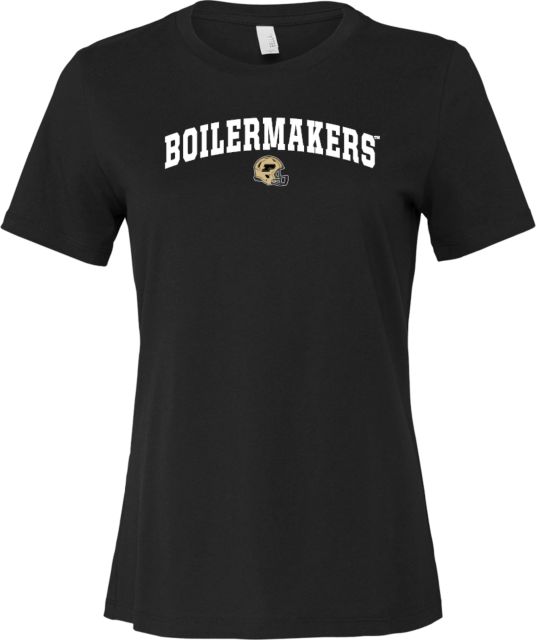 Purdue Bella + Canvas Womens Relaxed Cotton T Shirt Boilermakers w/ Purdue Football Helmet