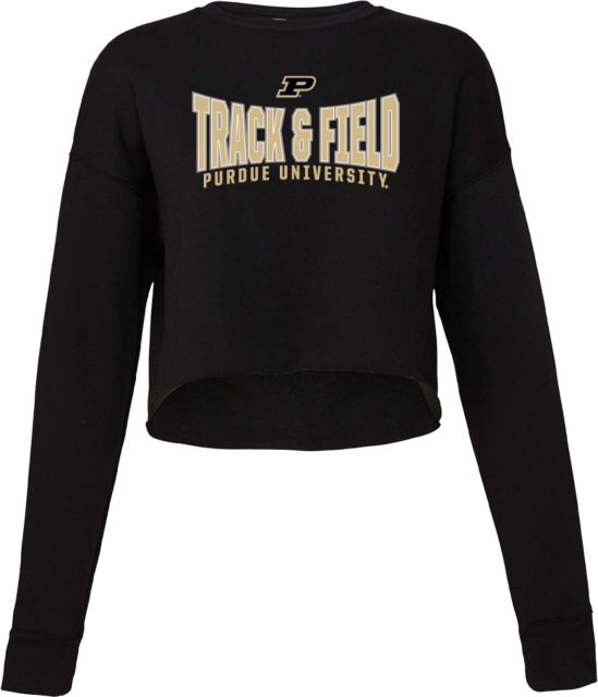 Purdue Bella + Canvas Womens Cropped Fleece Crew Purdue Track and Field Squeeze