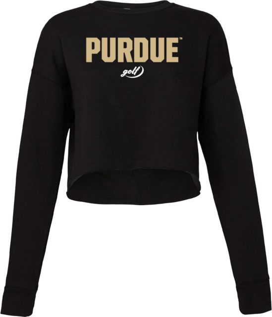 Purdue Bella + Canvas Womens Cropped Fleece Crew Purdue Golf Script