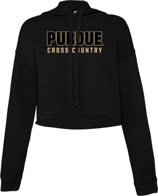 Purdue Bella + Canvas Womens Cropped Fleece Hood Purdue Cross Country