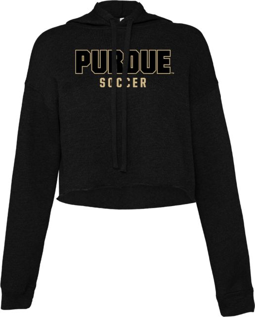 Purdue Bella + Canvas Womens Cropped Fleece Hood Purdue Soccer