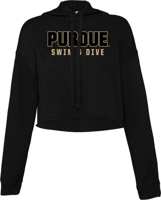 Purdue Bella + Canvas Womens Cropped Fleece Hood Purdue Swim and Dive