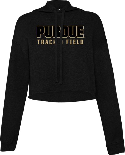 Purdue Bella + Canvas Womens Cropped Fleece Hood Purdue Track and Field