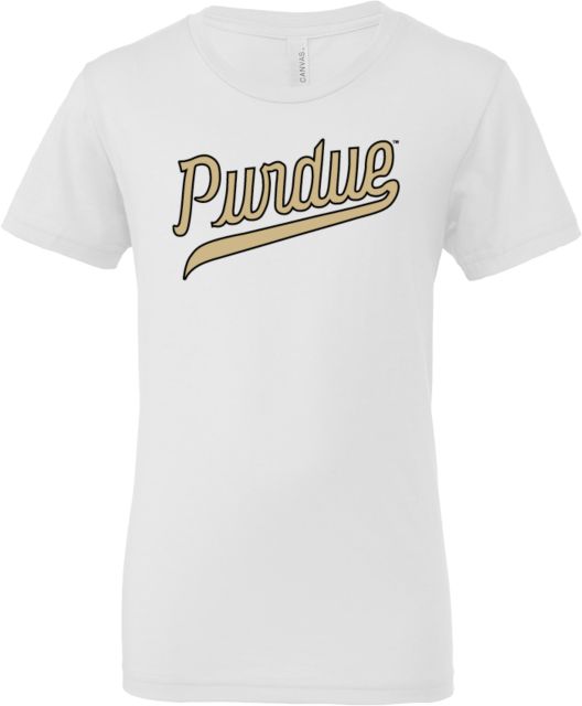 Purdue Bella + Canvas Youth Jersey T Shirt Throwback Purdue Script - ONLINE ONLY