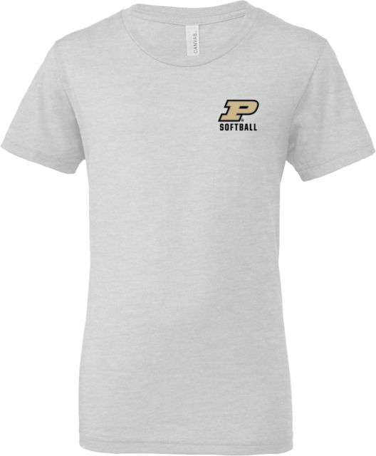 Purdue Bella + Canvas Youth Ash Jersey T Shirt Purdue P - Softball