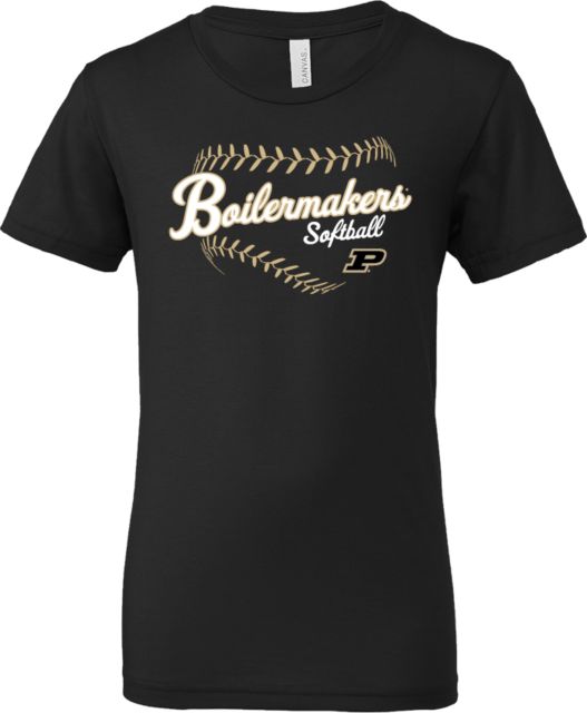 Purdue Bella + Canvas Youth Jersey T Shirt Boilermakers Softball Seams