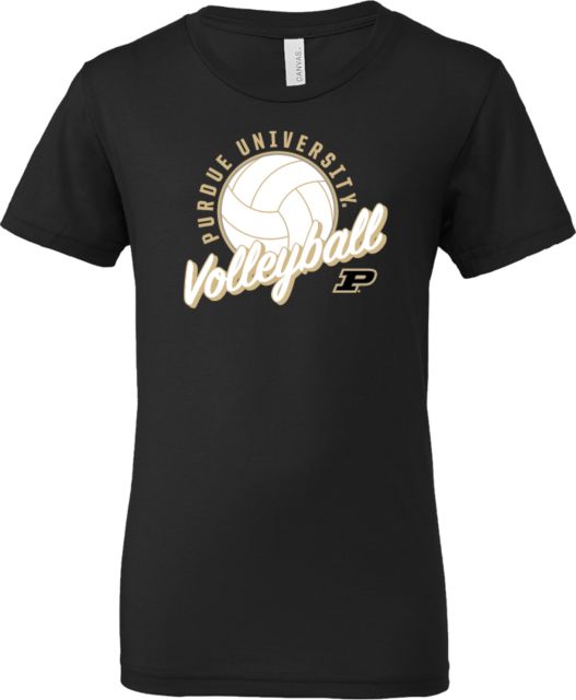 Purdue Bella + Canvas Youth Jersey T Shirt Purdue Volleyball Script