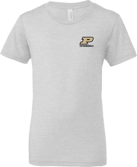 Purdue Bella + Canvas Youth Ash Jersey T Shirt Purdue P - Intramurals
