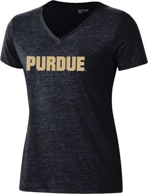 Purdue Gear Womens Triblend VNeck Tee Purdue Athletic Wordmark