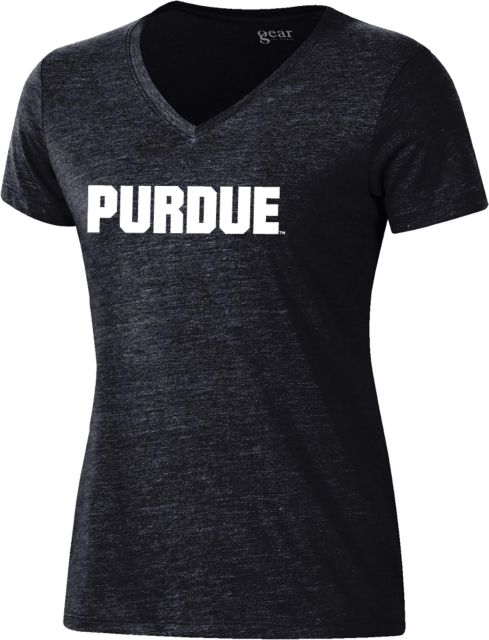 Purdue Gear Womens Triblend VNeck Tee Purdue Athletic Wordmark