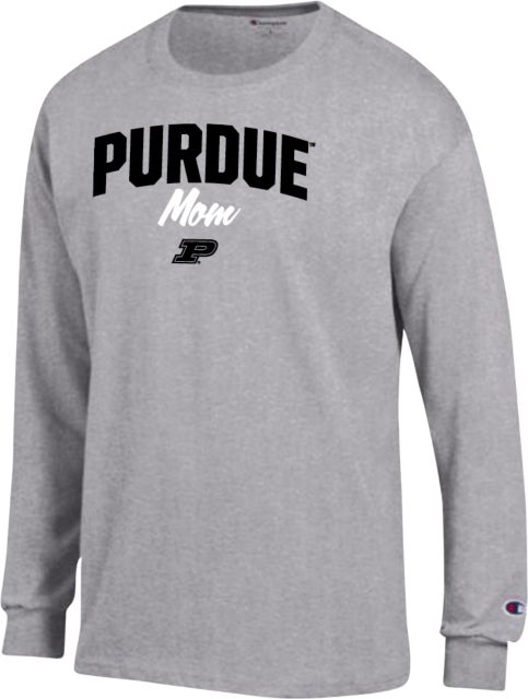 Purdue Champion Long Sleeve T Shirt Purdue Mom Script - ONLINE ONLY