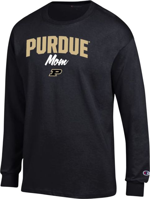 Purdue Champion Long Sleeve T Shirt Purdue Mom Script - ONLINE ONLY