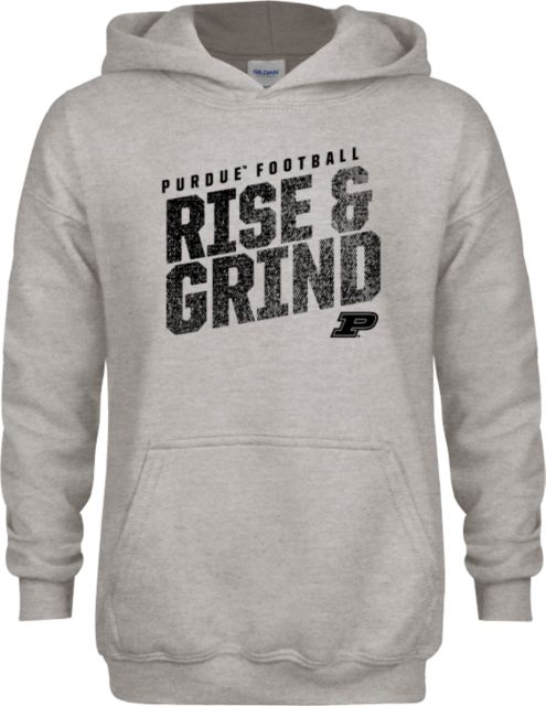 Purdue Youth Fleece Hood Purdue Football - Rise and Grid Distressed