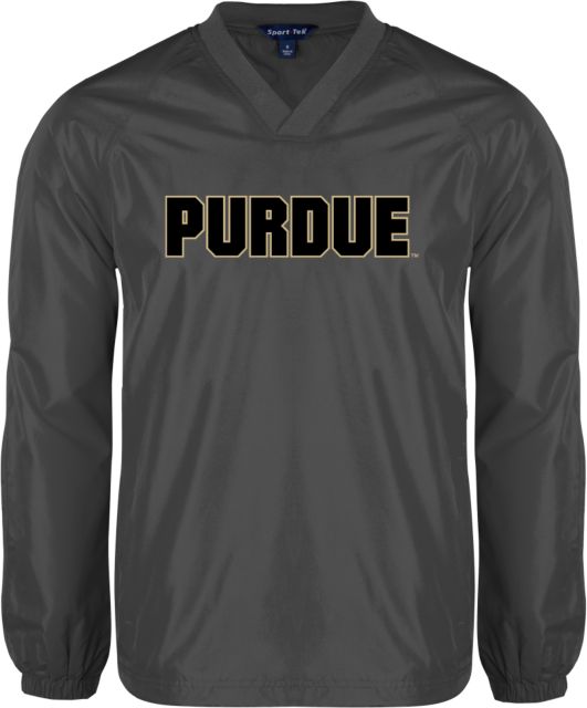 Purdue V Neck Raglan Windshirt Purdue Athletic Wordmark