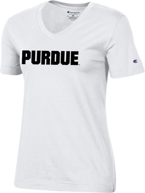 Purdue Champion Womens VNeck Tee Purdue Athletic Wordmark