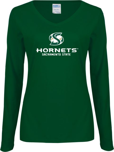Sacramento State Ladies Long Sleeve V Neck Tee Official Logo - ONLINE ONLY