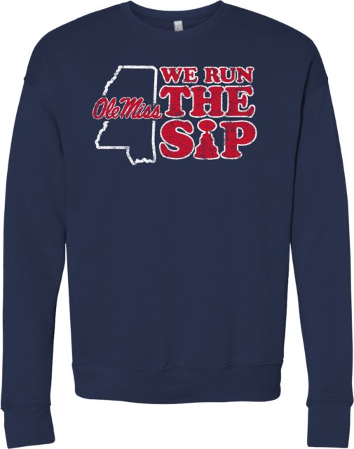 Ole Miss Bella + Canvas Fleece Crew Ole Miss - We Run The Sip - ONLINE ONLY