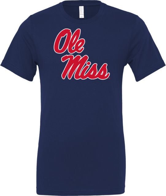 Ole Miss Bella + Canvas Jersey Cotton T Shirt Ole Miss Script - Primary Stacked - ONLINE ONLY