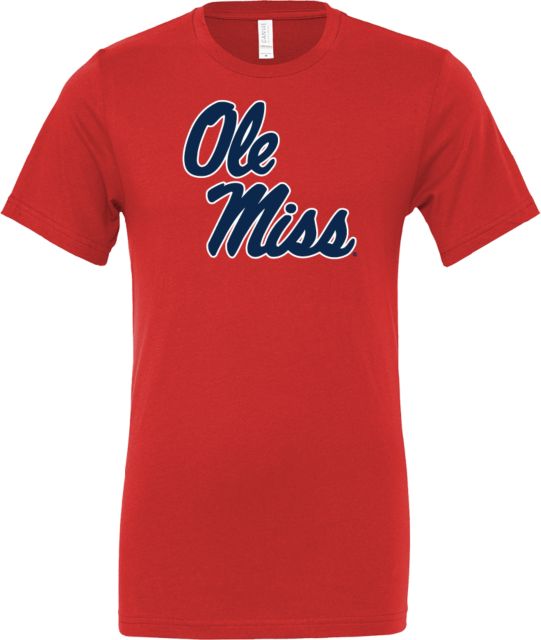 Ole Miss Bella + Canvas Jersey Cotton T Shirt Ole Miss Script - Primary Stacked - ONLINE ONLY