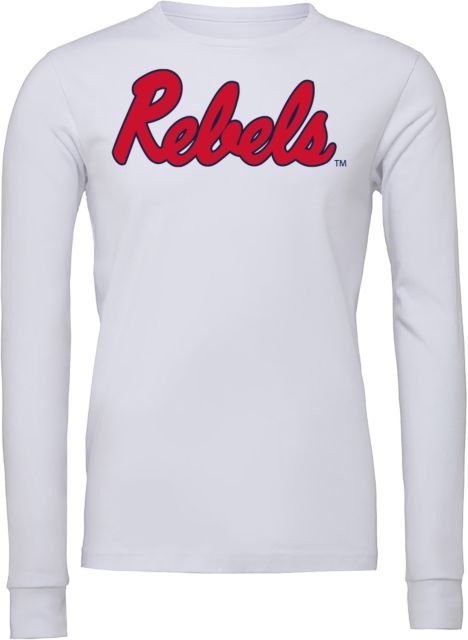 Ole Miss Bella + Canvas Jersey Cotton Long Sleeve T Shirt Ole Miss Rebels Script - ONLINE ONLY