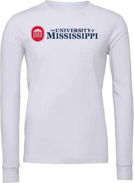 Ole Miss Bella + Canvas Jersey Cotton Long Sleeve T Shirt The University of Mississippi Institutional Horizontal - ONLINE ONLY