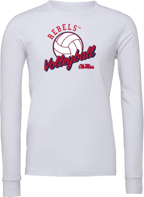 Ole Miss Bella + Canvas Jersey Cotton Long Sleeve T Shirt Ole Miss - Rebels Volleyball Script - ONLINE ONLY