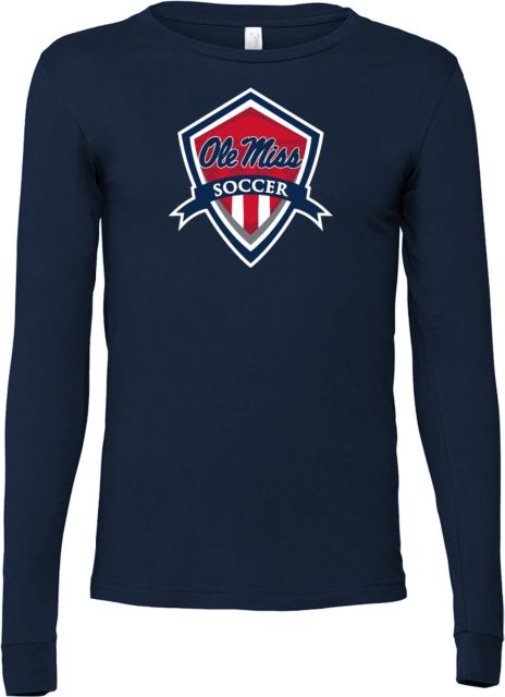 Ole Miss Bella + Canvas Jersey Cotton Long Sleeve T Shirt Ole Miss - Rebels Soccer Shield - ONLINE ONLY