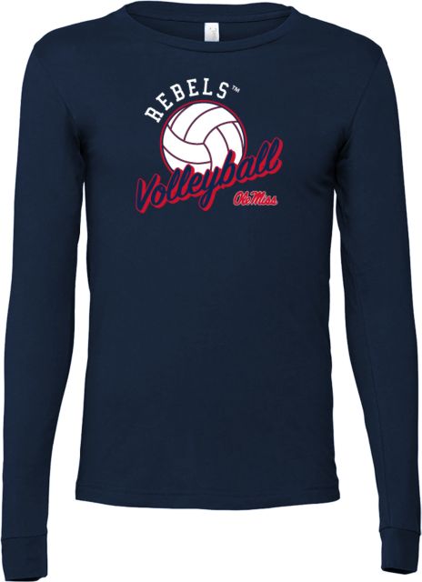 Ole Miss Bella + Canvas Jersey Cotton Long Sleeve T Shirt Ole Miss - Rebels Volleyball Script - ONLINE ONLY